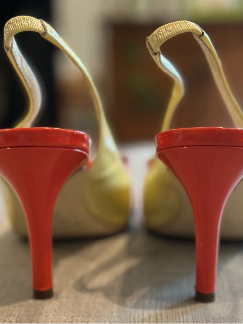 Kate Spade NY Patent Leather Slingback Bow Heels Coral Cream Size 10M